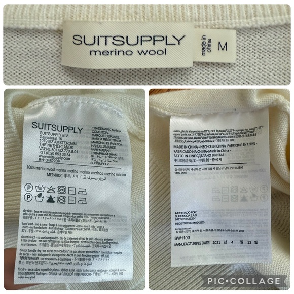 SuitSupply Off White Merino Crewneck Sweater size M - Picture 15 of 16
